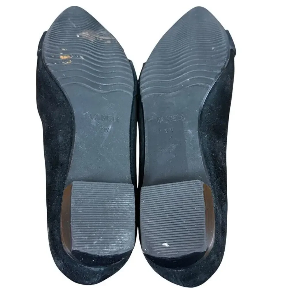 Vaneli Van Eli Kemen Women Black Suede Leather Slip On Flats Shoes Point Toe 9W
